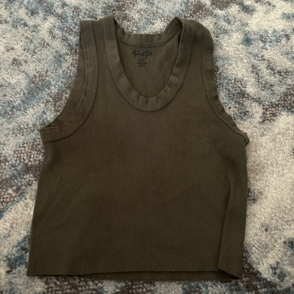 Brandy Melville Khaki Ribbed Crop Top